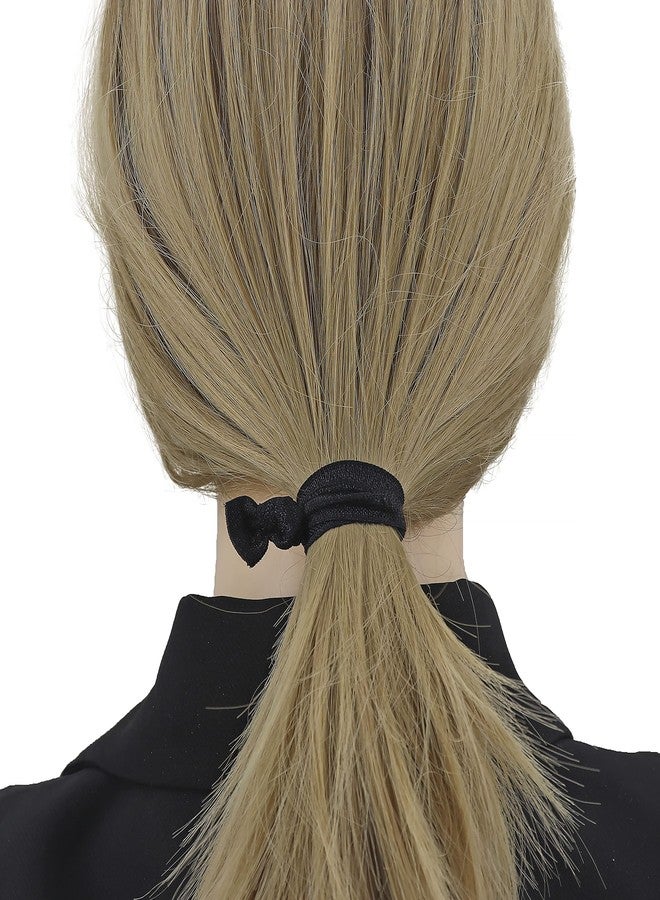 manipepe 50 Pack Solid Color Knotted Hair Ties - No Crease Hair Ponytail Elastics for Women and Girls (black) - Image 3